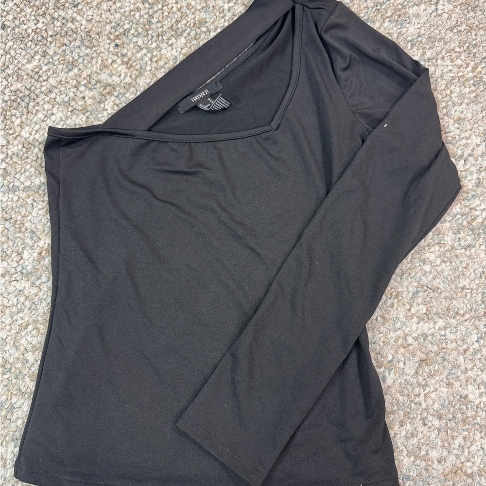 Forever 21 one shoulder cutout Black Women's Crop Top
